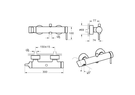 Vitra Origin Bateria Wannowo-prysznicowa Jednouchwytowa, Kolor: Miedź