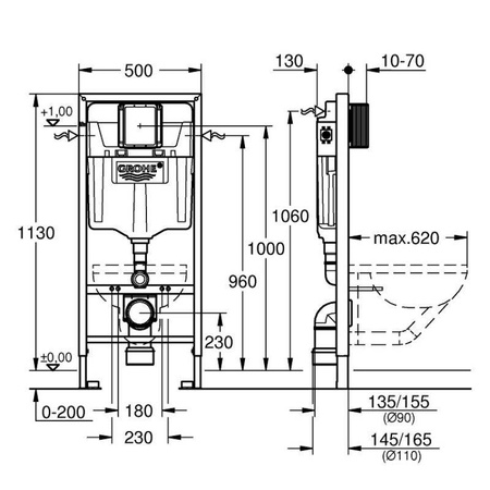 GROHE Rapid Stelaż 3w1 Z Przyciskiem Spłukującym Małym 39501000