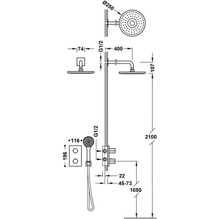 TRES Therm-box Zestaw Prysznicowy Termostatyczny 21625004