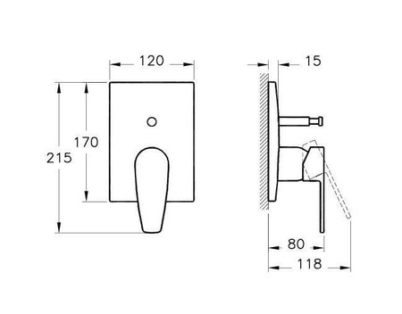 VITRA Q-line Bateria Wannowo-prysznicowa Podtynkowa, Element Zewnętrzny A42208EXP