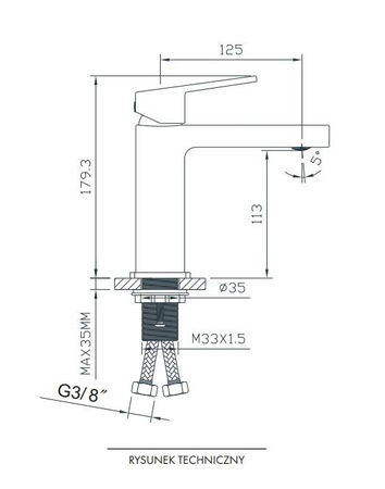 EMPORIA Teo Bateria Umywalkowa - Gun Metal EMPORIA-02010BN