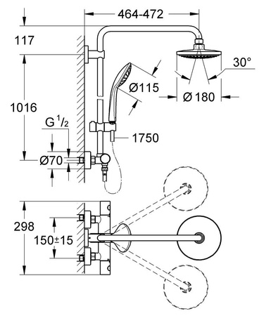 GROHE Euphoria Zestaw Prysznicowy Z Termostatem Do Montażu Ściennego 27296001