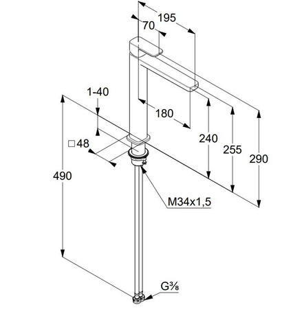 KLUDI Renon Bateria Umywalkowa, 240 Mm, Bez Zestawu Odpływowego 422980575