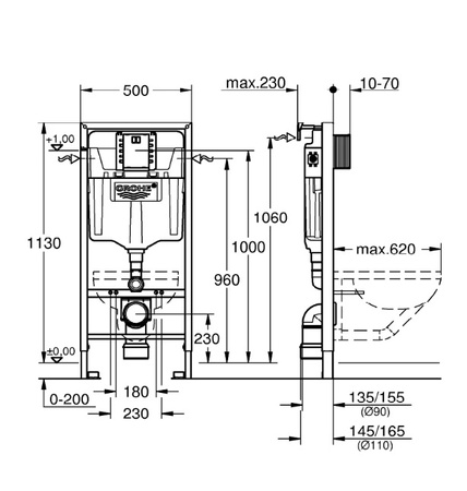 GROHE Rapid Stelaż Do Miski Wc 2 W 1 + Przycisk - Cool Sunrise (złoty) GROHE-PGC-11.1