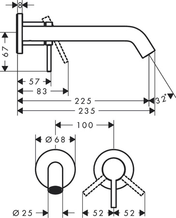 Hansgrohe Tecturis S - Bateria Umywalkowa Ścienna, Czarny Mat