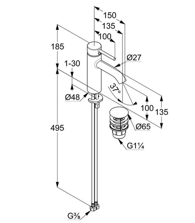 KLUDI Bozz Bateria Umywalkowa - Czarny Mat 382883976