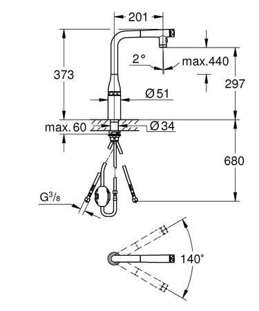 GROHE Essence Bateria Kuchenna - Phantom Black (czarny Mat) 31892KF0