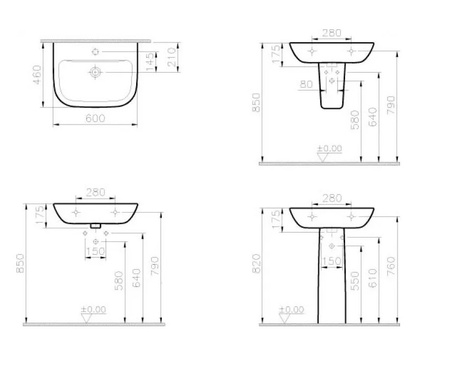 VITRA S 20 Umywalka Wisząca 5503B003-0001