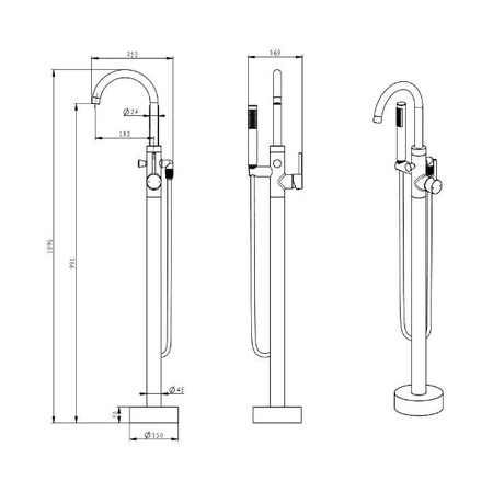 EMPORIA Fly Bateria Wannowa Wolnostojąca Z Elementem Montażowym - Złoty EMPORIA-03031GD