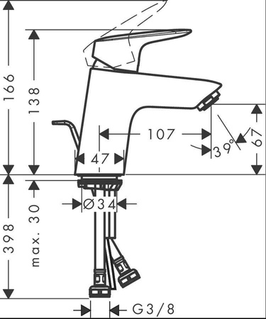 Hansgrohe Logis - Bateria Umywalkowa 70 Z Odpływem Kol.czarny