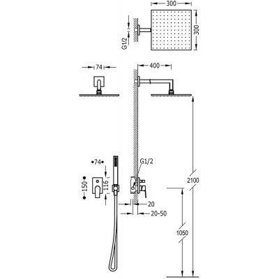 Tres Project - Zestaw Natryskowy Z Bat.podtynkową Kol. 24-k Złoty
