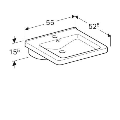 SANITEC KOŁO Nova Pro Umywalka 55x52,5 Cm Prostokątna Dla Niepełnosprawnych 501.569.01.1