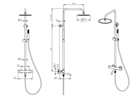 EMPORIA Fly Zestaw Prysznicowy Termostatyczny Z Wylewką Wannową - Czarny Mat EMPORIA-030130BM