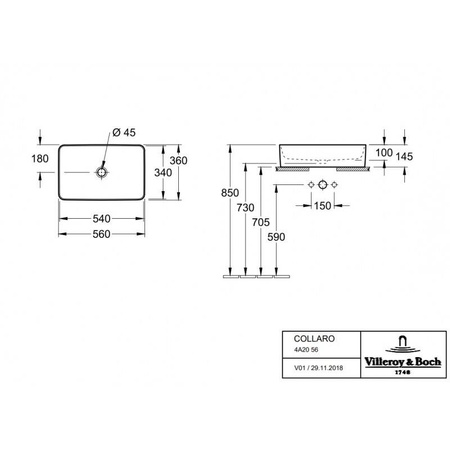 VILLEROY&BOCH Collaro Umywalka Stawiana Na Blacie 4A205601