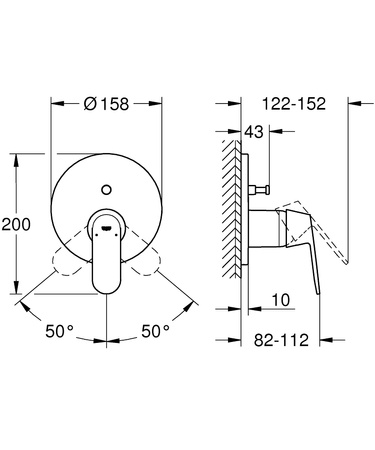 GROHE Eurosmart Bateria Wannowo Prysznicowa , Element Zewnętrzny 24045000