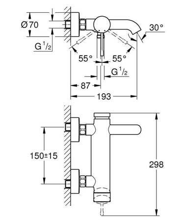 GROHE Essence K. Bateria Wannowo Prysznicowa - Hard Graphite (grafit) 33624A01