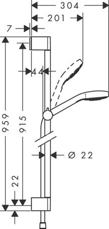 Hansgrohe Croma Select S - Zestaw Prysznicowy Vario Z Drążkiem 90cm